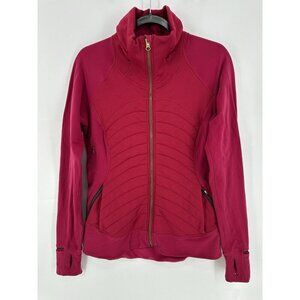Lululemon Fleece Out Jacket Polartec Berry Rumble Quilted Gold Zippers Womens 8